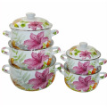 flower design enamel outdoor pots with full decal